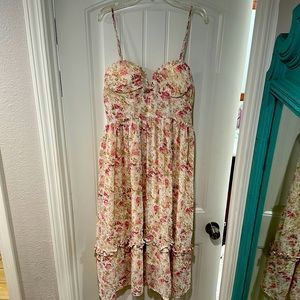 Cream and pink floral women’s size large dress